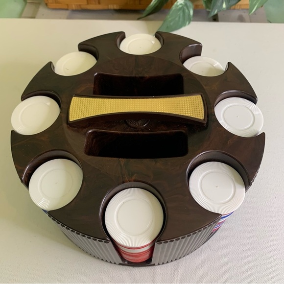 E.S LOWE Poker Chip Carousel Caddy Dispenser Made In USA Vintage 1960's W/ Chips - Picture 6 of 14